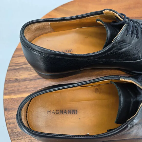 Magnanni Federico Oxfords Men's 8 D Black Leather Cap Toe Lace Up Dress Shoes