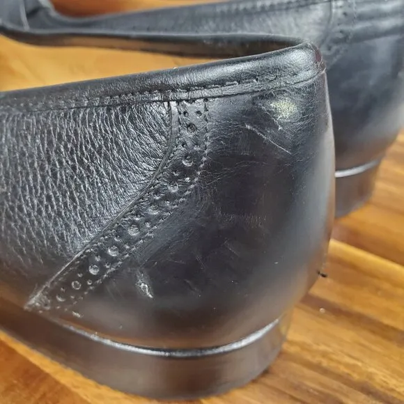Magnanni Loafers Men's 10.5 M Black Leather Slip On Kiltie Buckle Dress Shoes