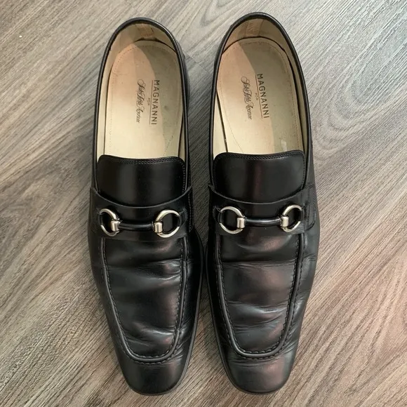 Magnanni Penny Loafers Horsebit Size 13 M Black Leather Dress Shoes 19958