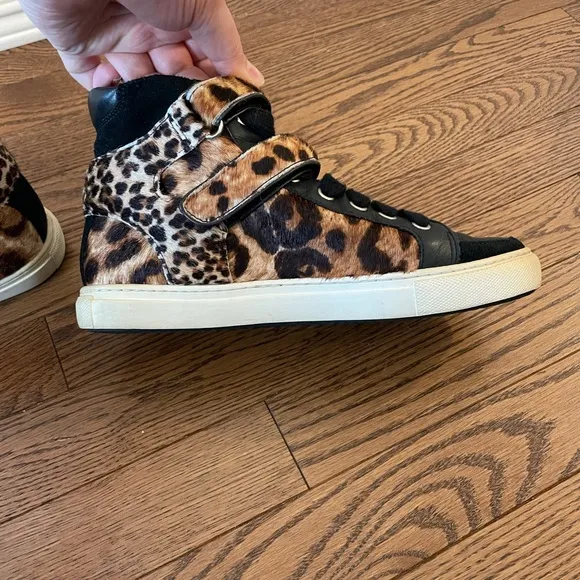 Maje High Top Leopard Print Sneakers