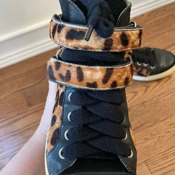 Maje High Top Leopard Print Sneakers