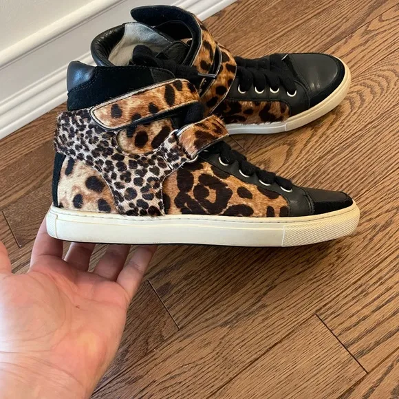Maje High Top Leopard Print Sneakers