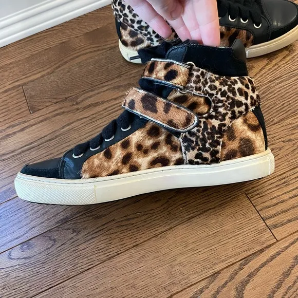 Maje High Top Leopard Print Sneakers