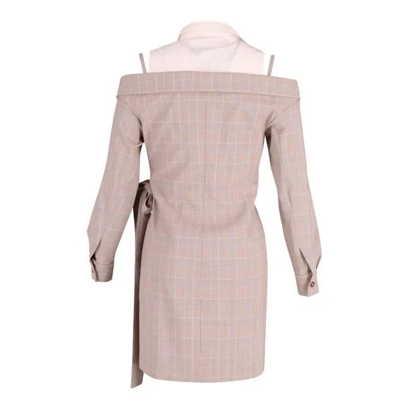 Maje Trompe-l’oeil Shirt Dress in Beige Polyester