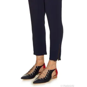 Malone Souliers Montana Two Toned Leather Lace Up Flats