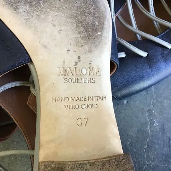 Malone Souliers Montana Two Toned Leather Lace Up Flats