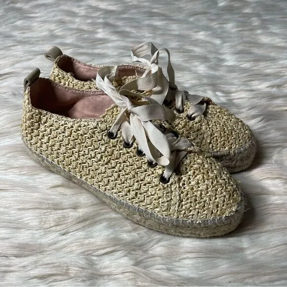Manebi Raffia Lace-Up Espadrilles