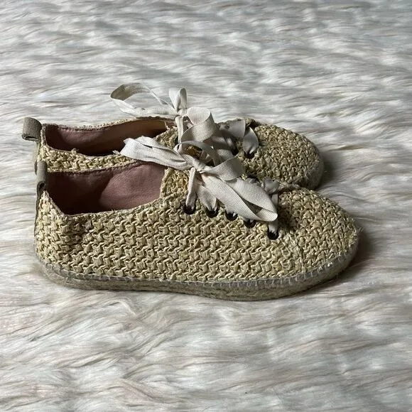 Manebi Raffia Lace-Up Espadrilles