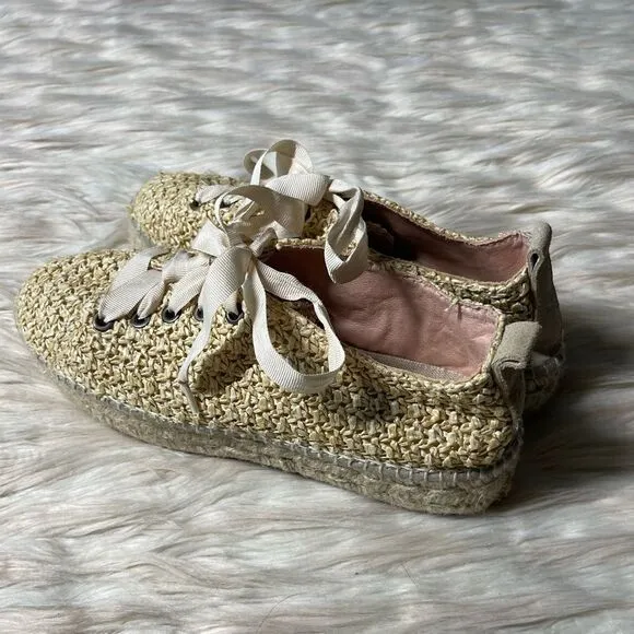 Manebi Raffia Lace-Up Espadrilles