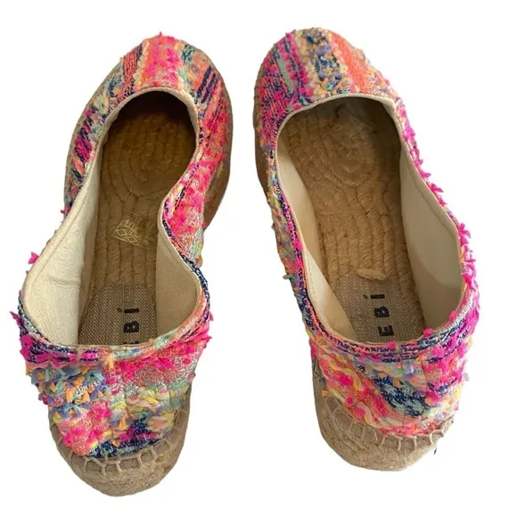 MANEBI - SIZE 39 - MADE IN SPAIN - MULTI COLORS  &amp; FIBERS PLATFORM ESPADRILLE S5