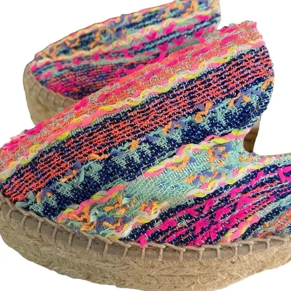 MANEBI - SIZE 39 - MADE IN SPAIN - MULTI COLORS  &amp; FIBERS PLATFORM ESPADRILLE S5