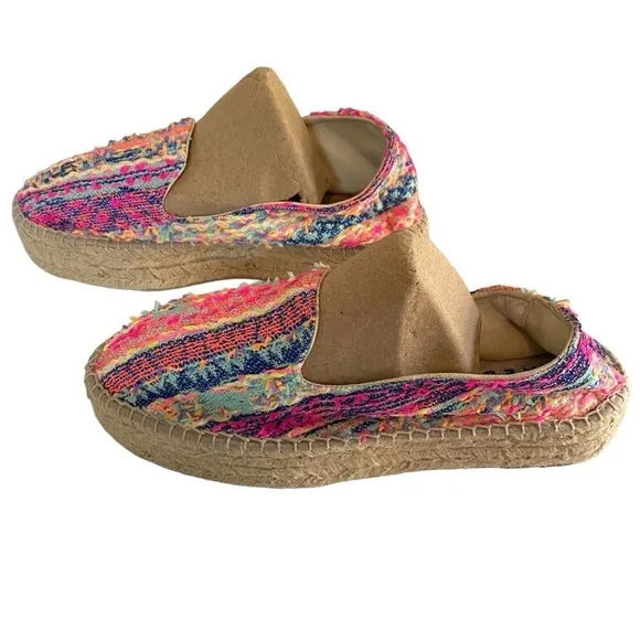 MANEBI - SIZE 39 - MADE IN SPAIN - MULTI COLORS  &amp; FIBERS PLATFORM ESPADRILLE S5