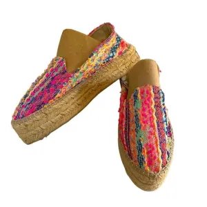 MANEBI - SIZE 39 - MADE IN SPAIN - MULTI COLORS  &amp; FIBERS PLATFORM ESPADRILLE S5