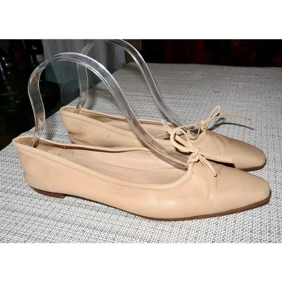 Manolo Blahnik Ballerimu Pointed-Toe Titto Ballerina Flats Size 38.5 / 8.5