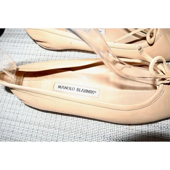 Manolo Blahnik Ballerimu Pointed-Toe Titto Ballerina Flats Size 38.5 / 8.5