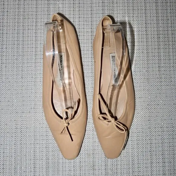 Manolo Blahnik Ballerimu Pointed-Toe Titto Ballerina Flats Size 38.5 / 8.5