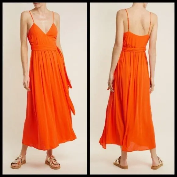 💕MARA HOFFMAN SWIM💕 Alma Sleeveless Wrap Front Maxi Dress ~ Orange Small S