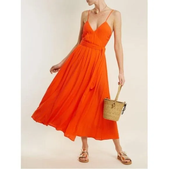 💕MARA HOFFMAN SWIM💕 Alma Sleeveless Wrap Front Maxi Dress ~ Orange Small S