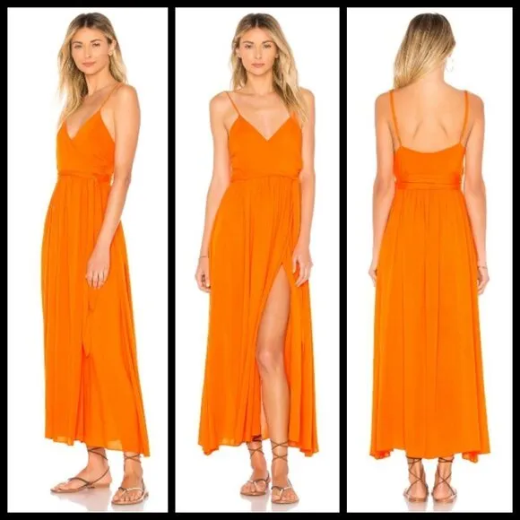 💕MARA HOFFMAN SWIM💕 Alma Sleeveless Wrap Front Maxi Dress ~ Orange Small S