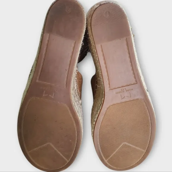 Marc Fisher Adalyn Suede Leather Espadrille Wedge Sandals Brown 7M