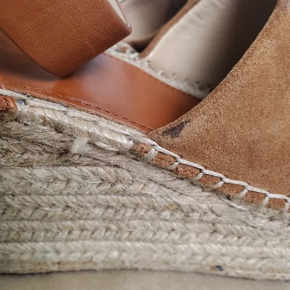 Marc Fisher Adalyn Suede Leather Espadrille Wedge Sandals Brown 7M