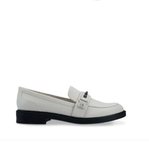 Marc Fisher Cancia All White Minimalist Brogue Oxford Loafer Size 9