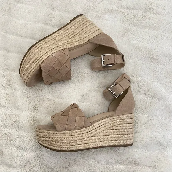 Marc Fisher Espadrilles Platform Sandals Beige Size 9.5