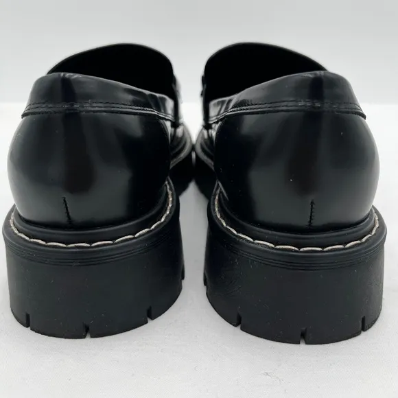 Marc Fisher LTD Women’s Leather Trica Round Toe Chain Platform Loafers Size 6M