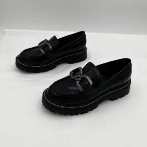 Marc Fisher LTD Women’s Leather Trica Round Toe Chain Platform Loafers Size 6M