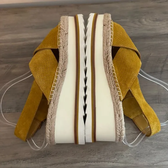 Marc Fisher Sandals Espadrilles Glenna Platform Suede Slingback Size 8