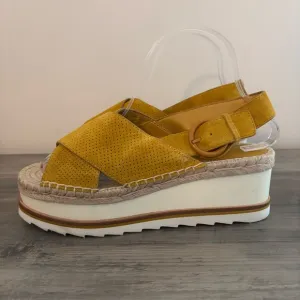 Marc Fisher Sandals Espadrilles Glenna Platform Suede Slingback Size 8