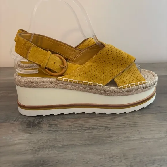 Marc Fisher Sandals Espadrilles Glenna Platform Suede Slingback Size 8