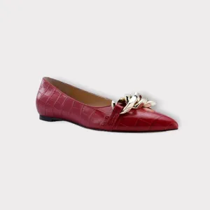Marc Fisher Seluna 2 Red Crocodile Pointed Toe Flats