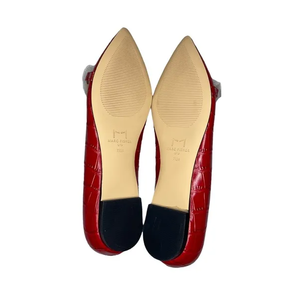 Marc Fisher Seluna 2 Red Crocodile Pointed Toe Flats
