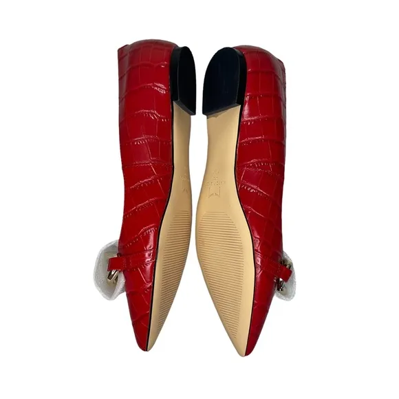 Marc Fisher Seluna 2 Red Crocodile Pointed Toe Flats