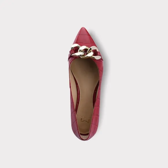 Marc Fisher Seluna 2 Red Crocodile Pointed Toe Flats