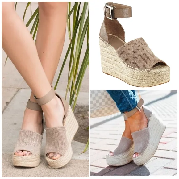 MARC FISHER Suede Wedge Espadrilles
