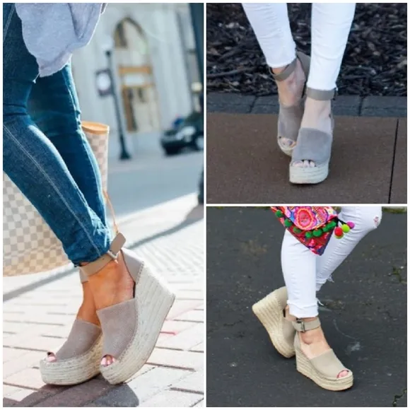 MARC FISHER Suede Wedge Espadrilles