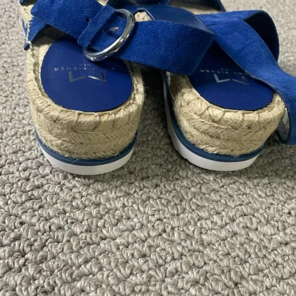 Marc Fisher Womens Sandals 8.5M‎ Blue Suede Espadrilles Platform Phebe Strappy