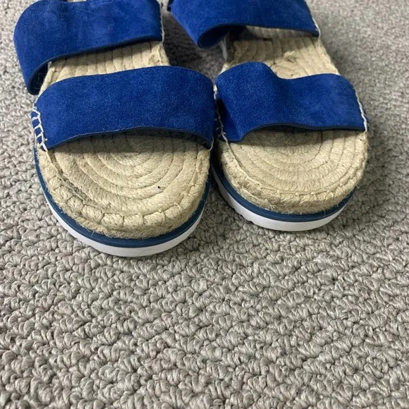 Marc Fisher Womens Sandals 8.5M‎ Blue Suede Espadrilles Platform Phebe Strappy