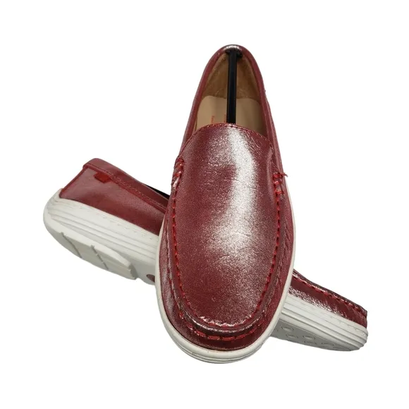 Marc Joseph | NIB Broadway Red Glimmer Preppy Classic Leather Loafers Girl's 4.5