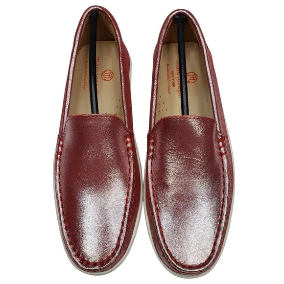 Marc Joseph | NIB Broadway Red Glimmer Preppy Classic Leather Loafers Girl's 4.5