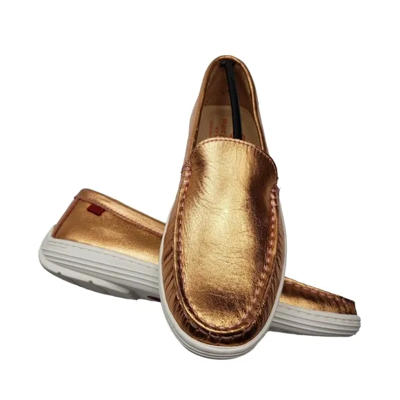 Marc Joseph | NIB Broadway Rose Metallic Preppy Classic Leather Loafers Girl's 4