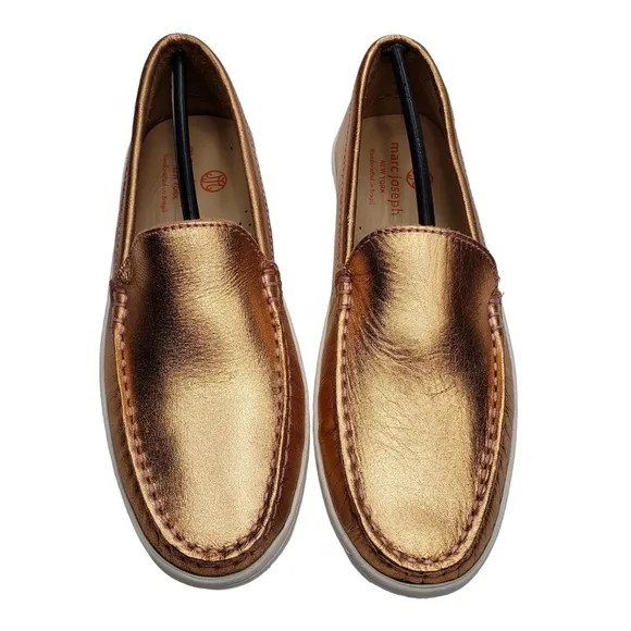 Marc Joseph | NIB Broadway Rose Metallic Preppy Classic Leather Loafers Girl's 4