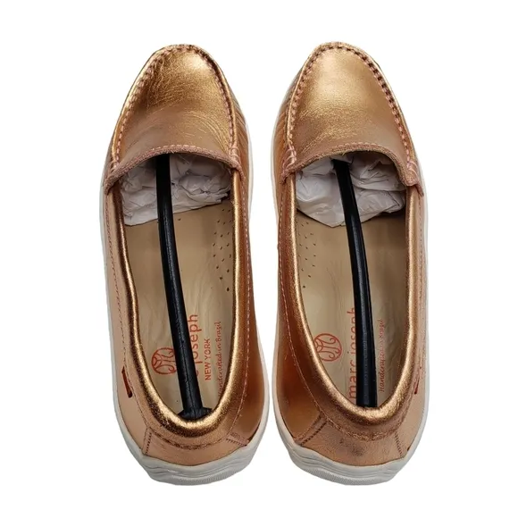 Marc Joseph | NIB Broadway Rose Metallic Preppy Classic Leather Loafers Girl's 4