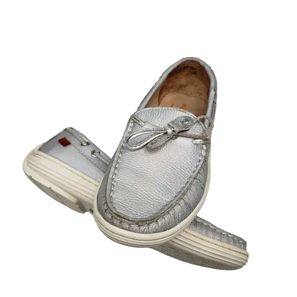 Marc Joseph | NIB Cypress Hill Metallic Silver Leather Preppy Loafers Girl's 1