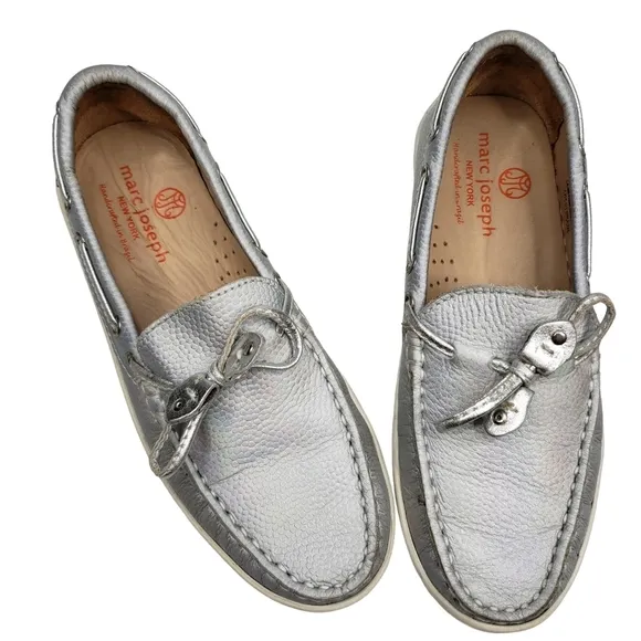 Marc Joseph | NIB Cypress Hill Metallic Silver Leather Preppy Loafers Girl's 1