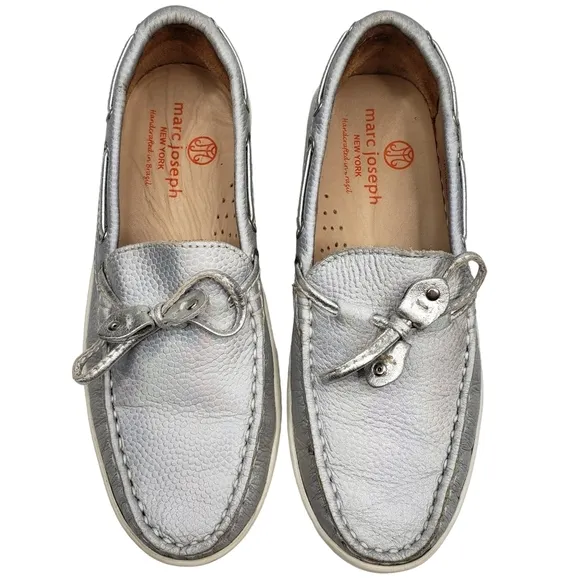 Marc Joseph | NIB Cypress Hill Metallic Silver Leather Preppy Loafers Girl's 1
