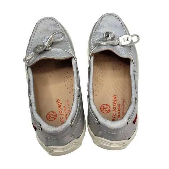 Marc Joseph | NIB Cypress Hill Metallic Silver Leather Preppy Loafers Girl's 1