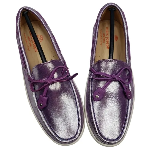 Marc Joseph | NIB Cypress Hill Purple Glimmer Leather Glam Loafers Girl's 2.5